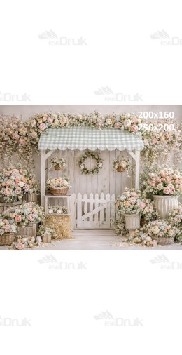 Tło fotograficzne „Romantyczny kwiatowy stragan w pastelach” | E878